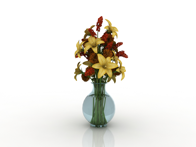 3d модель - Цветы в вазе