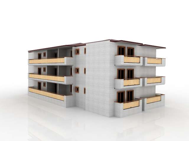 3d модель - Многоквартирный жилой дом