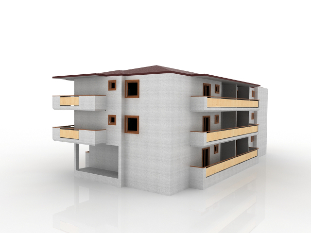 3d модель - Многоквартирный жилой дом