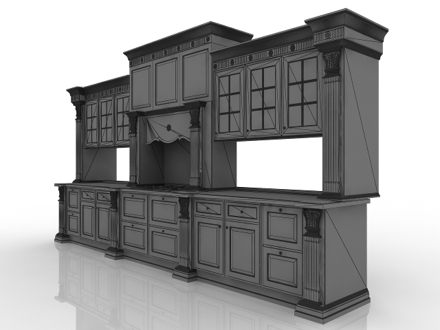 3d модель - Кухня для 3ds max с материалами